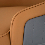 Стул оранжевый с высокой спинкой из искуственной кожи на серых металлических ножках Enigma Orange варинант исполнения - 4 | Loft Concept в Твери