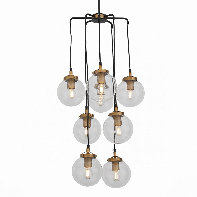 Люстра Bistro Globe Clear Glass Chandelier 8 Tower Золотой Люстра Bistro Globe Clear Glass Chandelier 8 Tower Золотой в Твери | Loft Concept
