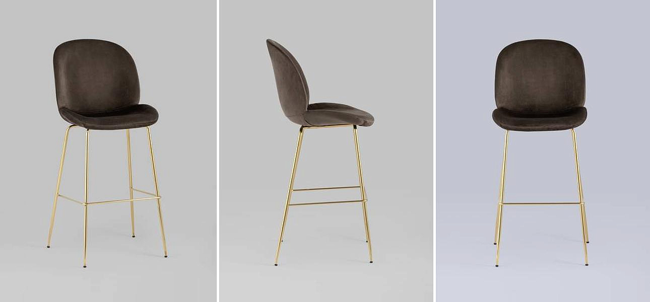 Барный Стул Коричневый Велюр Vendramin Chair Барный Стул Коричневый Велюр Vendramin Chair - Loft-Concept в Твери