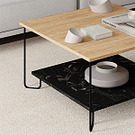 Стол журнальный с квадратной столешницей и полкой MARBO LOTUS варинант исполнения - 2 | Loft Concept в Твери