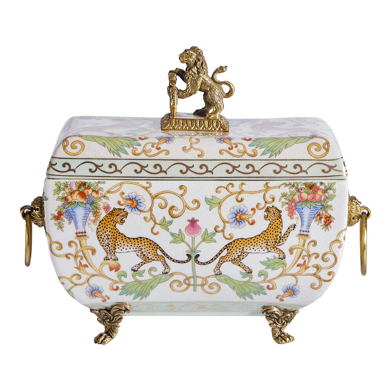 Шкатулка с фигуркой льва на крышке Eden Garden Бронза Мульти в Твери | Loft Concept 