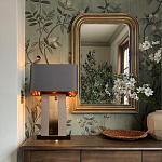 Настольная лампа с основанием из натурального камня c серым прямоугольным абажуром Lapis Tiburtinus варинант исполнения - 5 | Loft Concept в Твери