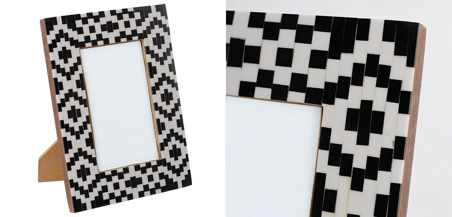Фоторамка кость Black&white Indian Bone Inlay photo frame Фоторамка кость Black&white Indian Bone Inlay photo frame - Loft-Concept в Твери