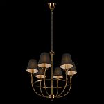Люстра на металлическом основании бронзового цвета с 6-ю черными конусовидными абажурами Dignity варинант исполнения - 5 | Loft Concept в Твери