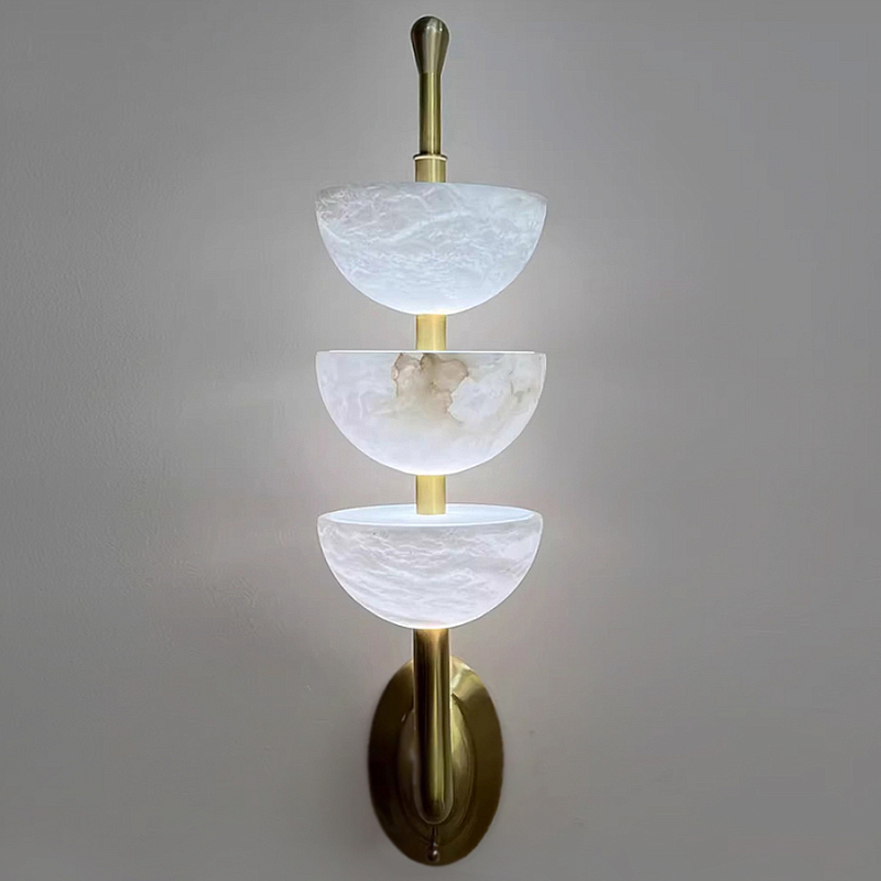 Бра с 3-мя мраморными плафонами в форме чаши Warm Marble Light Латунь Бра с 3-мя мраморными плафонами в форме чаши Warm Marble Light Латунь в Твери | Loft Concept