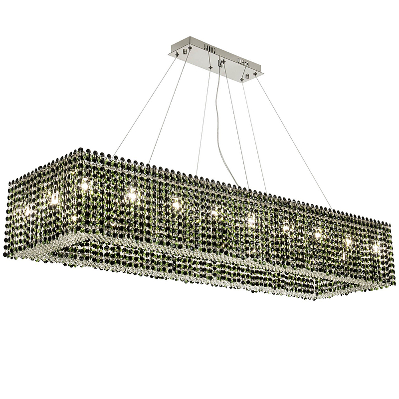 Прямоугольная люстра с хрустальными подвесками Crystal Art Chrome Green Rectangular Chandelier Хром Зеленый Прямоугольная люстра с хрустальными подвесками Crystal Art Chrome Green Rectangular Chandelier Хром Зеленый в Твери | Loft Concept