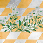 Обои ручная роспись Tiled Meadow Original colourway on Egyptian Gold gilded paper варинант исполнения - 2 | Loft Concept в Твери