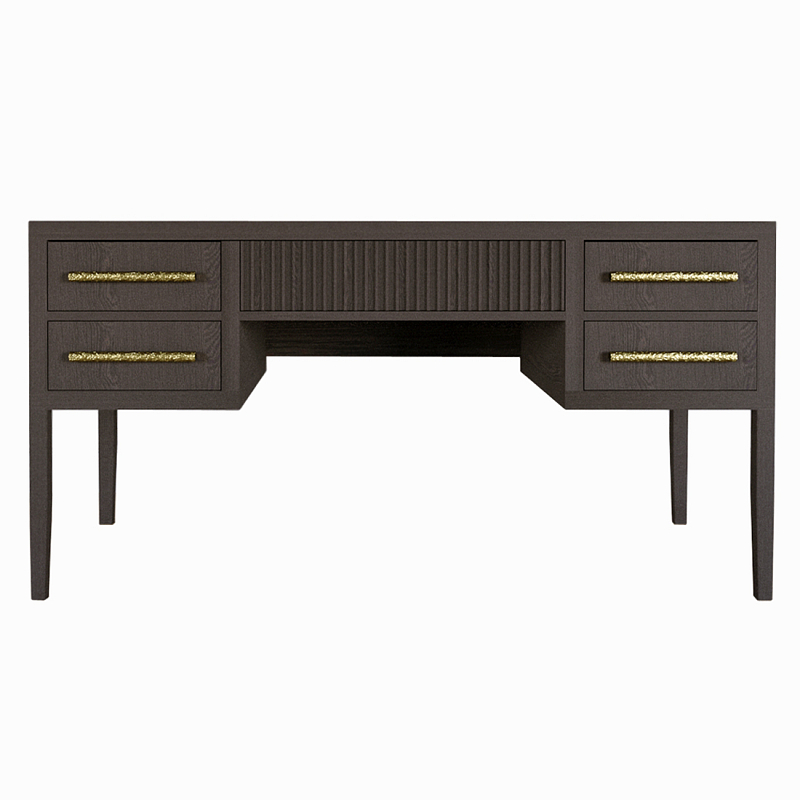 Большой Рабочий стол Primo с 5 выдвижными ящиками Темный орех Орех в Твери | Loft Concept 