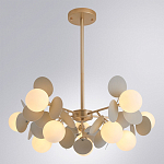 Люстра на штанге с 10-ю белым шарообразным плафоном и декоративными металлическими элементами в виде лепестков серого цвета Matisse варинант исполнения - 2 | Loft Concept в Твери