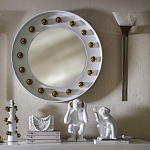 Зеркало белое с круглыми золотыми декоративными элементами Prince of the Church варинант исполнения - 3 | Loft Concept в Твери