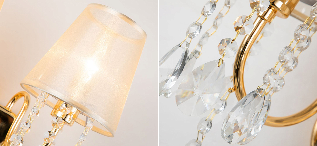 Двойное бра золотого цвета с хрустальным декором Dainty Light Двойное бра золотого цвета с хрустальным декором Dainty Light - Loft-Concept в Твери