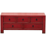 Деревянная ТВ-тумба с 5-ю выдвижными ящиками в китайском стиле красная Wei Chinese TV Stand варинант исполнения - 1 | Loft Concept в Твери
