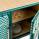 Комод для посуды из ротанга Felice Rattan Green варинант исполнения - 4 | Loft Concept в Твери