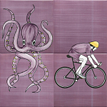 Плитка с узором Осьминог велосипедист варинант исполнения - 1 | Loft Concept в Твери