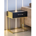 Приставной столик с резным узором на выдвижном ящике Black Table Carved Pattern варинант исполнения - 7 | Loft Concept в Твери