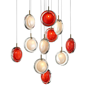 Люстра Lens 12 красный в стиле Bomma