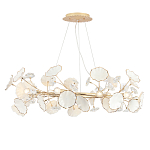 Люстра круглая с белыми лепестками из керамики и прозрачными хрустальными цветками Диаметр 82 см Wintery flovers варинант исполнения - 3 | Loft Concept в Твери