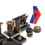 Настольный письменный набор с часами из природного камня обсидиана Peace Contract варинант исполнения - 5 | Loft Concept в Твери