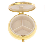 Таблетница карманная круглая с 3-мя отделениями и накладкой из натурального камня Серафинит Gold Stone Pillboxes варинант исполнения - 3 | Loft Concept в Твери