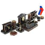 Настольный письменный набор с часами из природного камня обсидиана Peace Contract варинант исполнения - 2 | Loft Concept в Твери