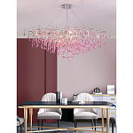 Люстра овальная с розовыми стеклянными подвесками в форме капель FAIRYTREE Light варинант исполнения - 4 | Loft Concept в Твери
