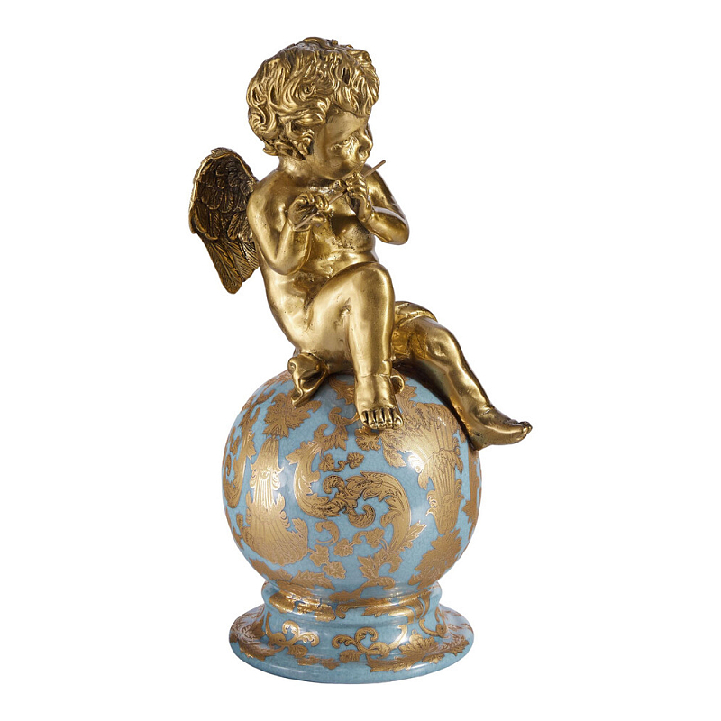 Фигурка Ангел с флейтой на шаре Seraphic Бронза Голубой в Твери | Loft Concept 