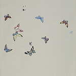 Обои ручная роспись Butterflies Icarus on Rose Shadow metallic silk варинант исполнения - 2 | Loft Concept в Твери