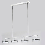 Люстра светодиодная с 4-мя круглыми прозрачными плафонами цилиндрической формы из акрила и стекла с пультом для регулировки света Glass Lamp Chromium варинант исполнения - 4 | Loft Concept в Твери