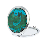 Зеркало карманное складное круглое из натурального камня Малахит с Хризоколлой в подарочной упаковке Silver Stone Mirrors варинант исполнения - 2 | Loft Concept в Твери
