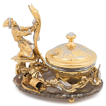 Икорница с декором "Емеля" с гравировкой на подставке из натурального камня Агат Decorative Cavair Dishes варинант исполнения - 1 | Loft Concept в Твери