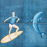 Плитка с узором Дельфин Серфингист варинант исполнения - 1 | Loft Concept в Твери