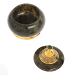 Икорница с крышкой с гравировкой из натурального камня Нефрит Decorative Cavair Dishes варинант исполнения - 7 | Loft Concept в Твери