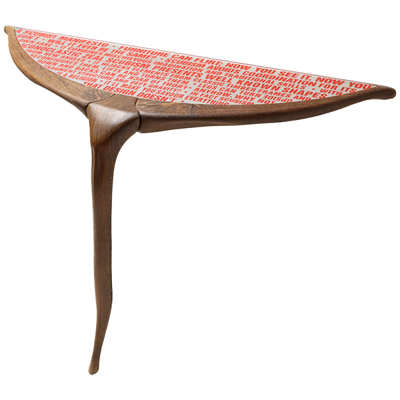 Дизайнерская консоль деревянная на одной ножке Poltronova Gallino Connsole Table Коричневый Прозрачный Красный Дизайнерская консоль деревянная на одной ножке Poltronova Gallino Connsole Table Коричневый Прозрачный Красный в Твери | Loft Concept