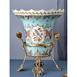 Ваза из голубого фарфора с рисунком птиц и цветов и декоративными элементами Blue Garden варинант исполнения - 7 | Loft Concept в Твери