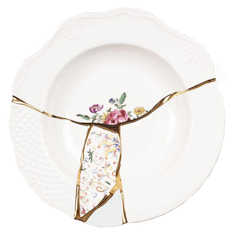 Тарелка глубокая Seletti Kintsugi 2 Белый Золотой Мульти Тарелка глубокая Seletti Kintsugi 2 Белый Золотой Мульти в Твери | Loft Concept