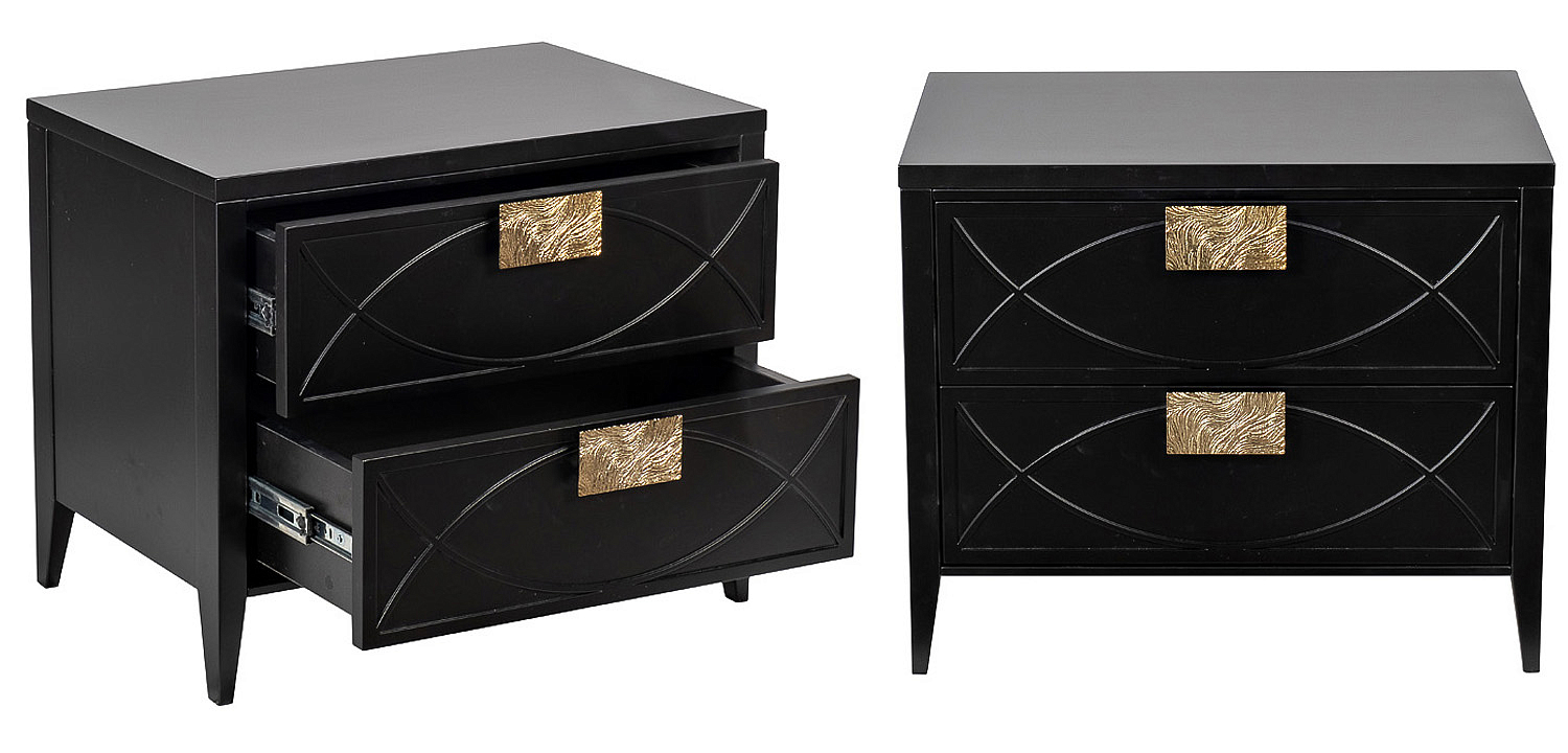 Тумба с 2-мя ящиками Amelie Black Nightstand Черная - Loft-Concept в Твери