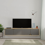 ТВ-тумба подвесная цвета древесины с 4-мя темно-серыми дверцами SPARK TV STAND OAK ANTHRACITE варинант исполнения - 1 | Loft Concept в Твери