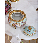 Шкатулка с крышкой из голубого фарфора с риунком птиц и цветов Blue Garden варинант исполнения - 4 | Loft Concept в Твери