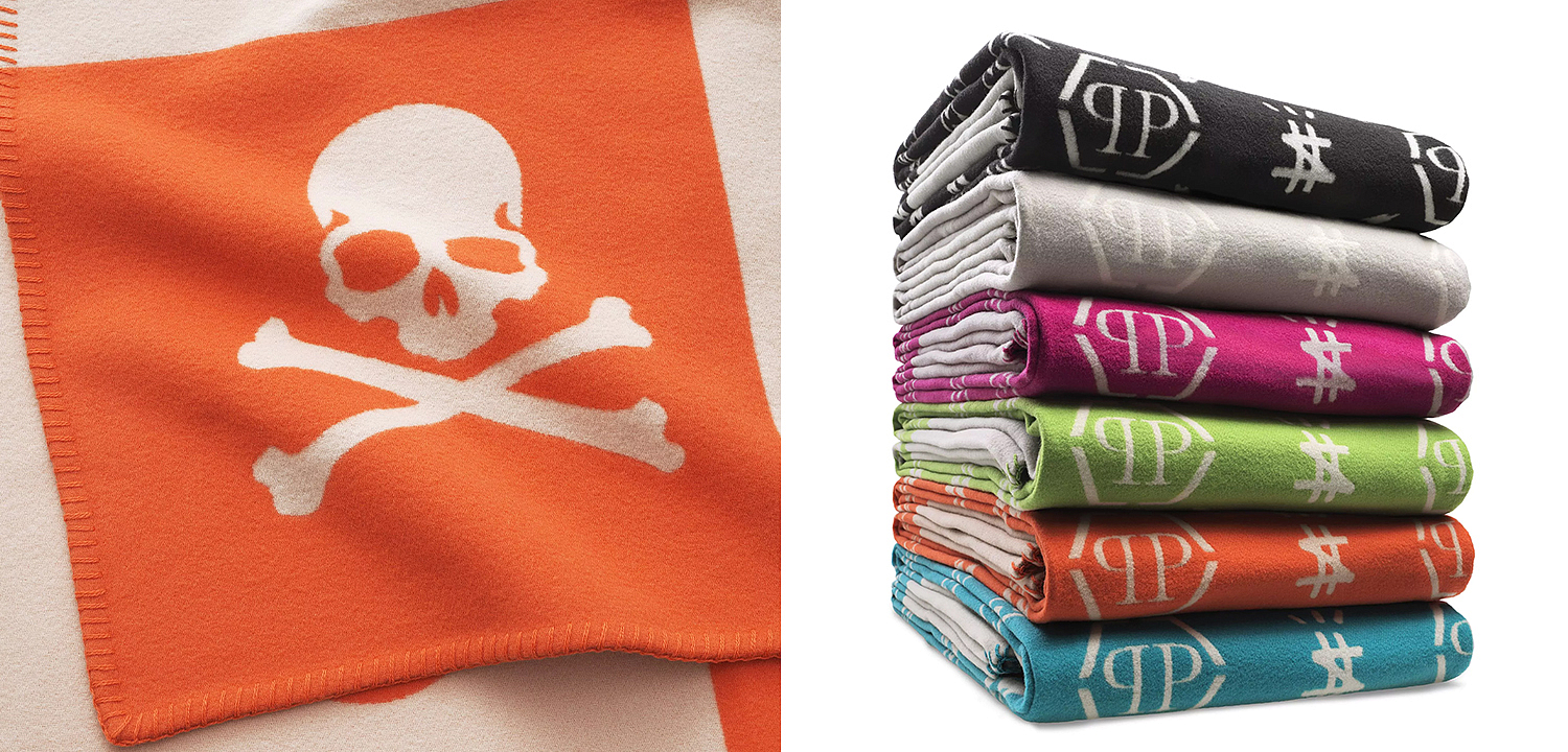 Плед Philipp Plein Plaid Cashmere Skull Orange - Loft-Concept в Твери