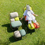 Дизайнерское разноцветное кресло на металлическом каркасе с подставкой для ног Poltronova Plasma Armchair варинант исполнения - 11 | Loft Concept в Твери