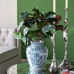 Ваза округлой формы белого цвета с синим растительным узором Blue & White Ornament  варинант исполнения - 4 | Loft Concept в Твери