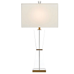 Настольная лампа с прозрачным корпусом и прямоугольным тканевым абажуром Charm and Luxury варинант исполнения - 2 | Loft Concept в Твери