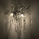 Бра цвета хром с ветвями и прозрачными стеклянными подвесками в виде вытянутых спиральных капель Droplet Chandelier варинант исполнения - 2 | Loft Concept в Твери