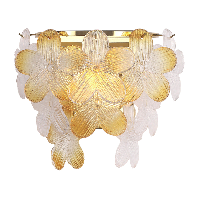 Бра с цветочными мотивами Light Floral Glow Золотой Прозрачное Стекло Янтарный в Твери | Loft Concept 