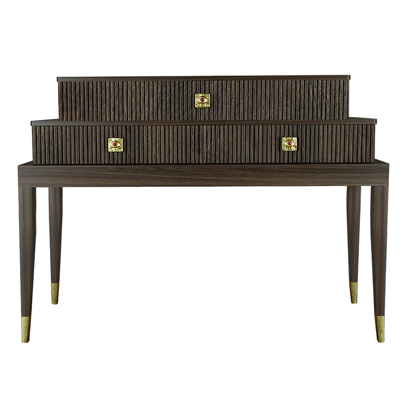 Премиальная Консоль с тремя ящиками Elsa Dreams Walnut Орех Золотой в Твери | Loft Concept 