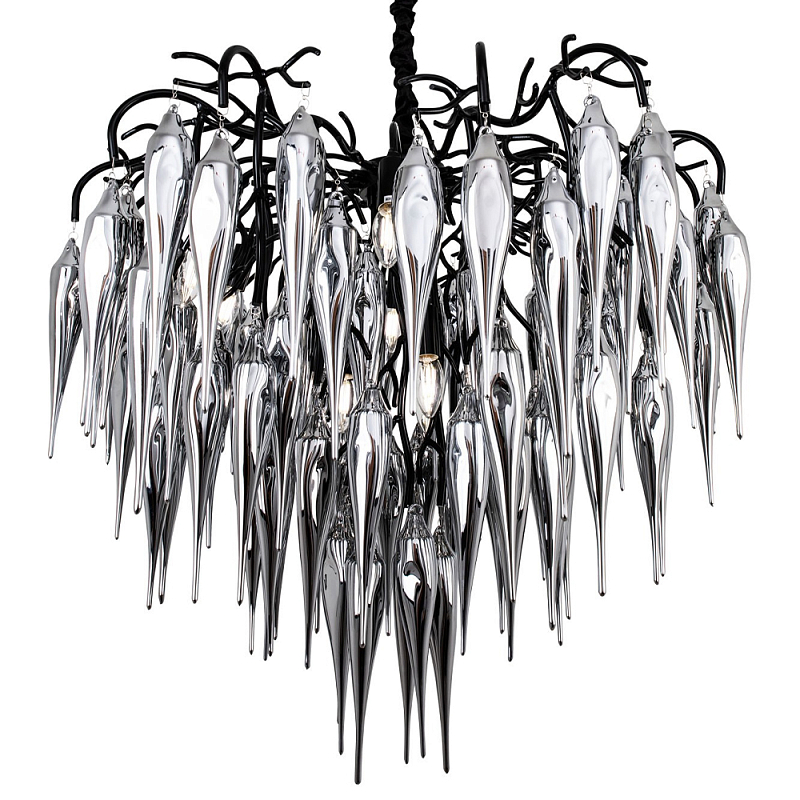 Люстра со стеклянными подвесками дымчатого цвета Ambre Glass Chandelier 80 Черный Серебряный Дымчатый (Smoke) Люстра со стеклянными подвесками дымчатого цвета Ambre Glass Chandelier 80 Черный Серебряный Дымчатый (Smoke) в Твери | Loft Concept