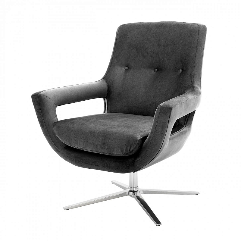 Кресло Eichholtz Swivel Chair Flavio Grey Никель Серый Кресло Eichholtz Swivel Chair Flavio Grey Никель Серый в Твери | Loft Concept