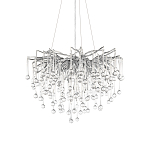 Люстра подвесная с прозрачными стеклянными подвесками в форме капель Диаметр 60 см Droplet Chandelier варинант исполнения - 14 | Loft Concept в Твери