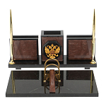 Настольный письменный набор из камня лемезит с гербом России Royal Accessory варинант исполнения - 1 | Loft Concept в Твери