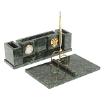 Настольный письменный набор из змеевика с подставкой под календарь и часами Successful Leader варинант исполнения - 2 | Loft Concept в Твери